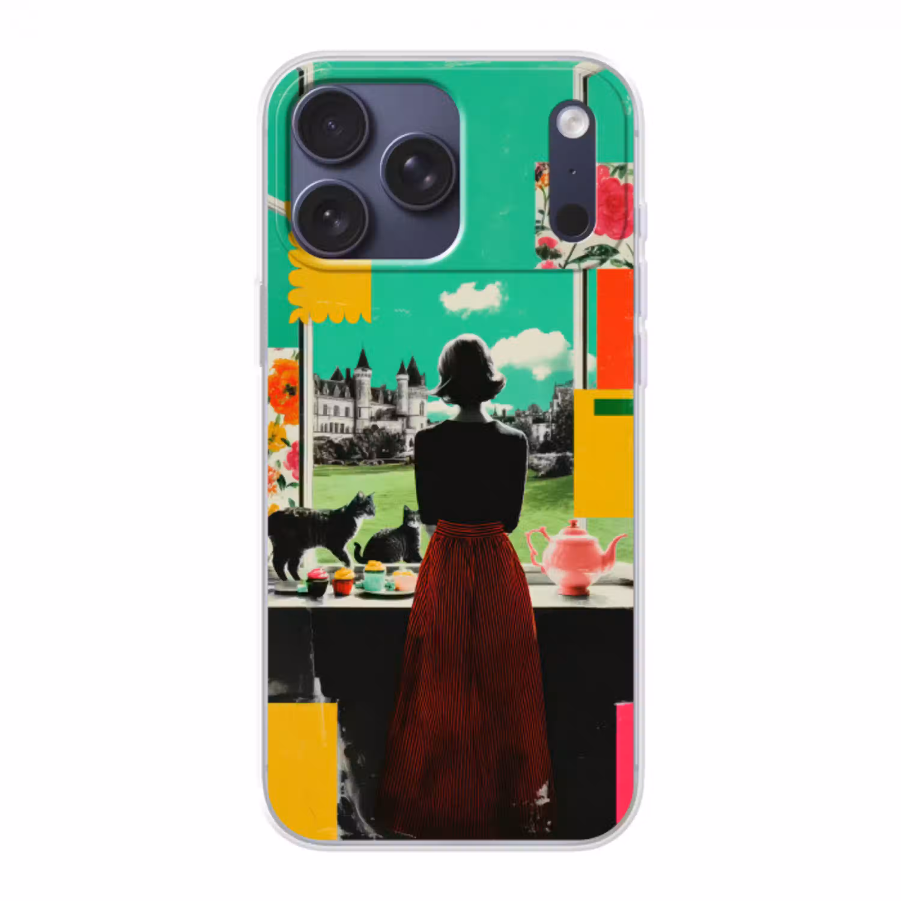 Vrouw - Keuken - Katten - Doorkijk Telefoonhoesje iPhone 17 Pro Max klein -3d