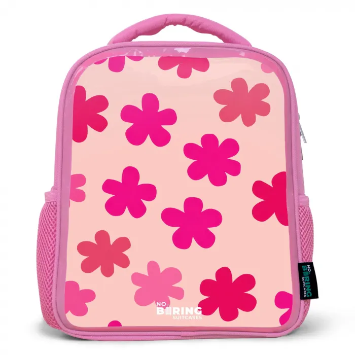 Roze bloemen Kinderrugzak - Roze middel -3d