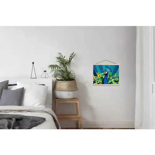 Pauw - Cirkels - Blauw textielposter latten blank klein -woonkamer