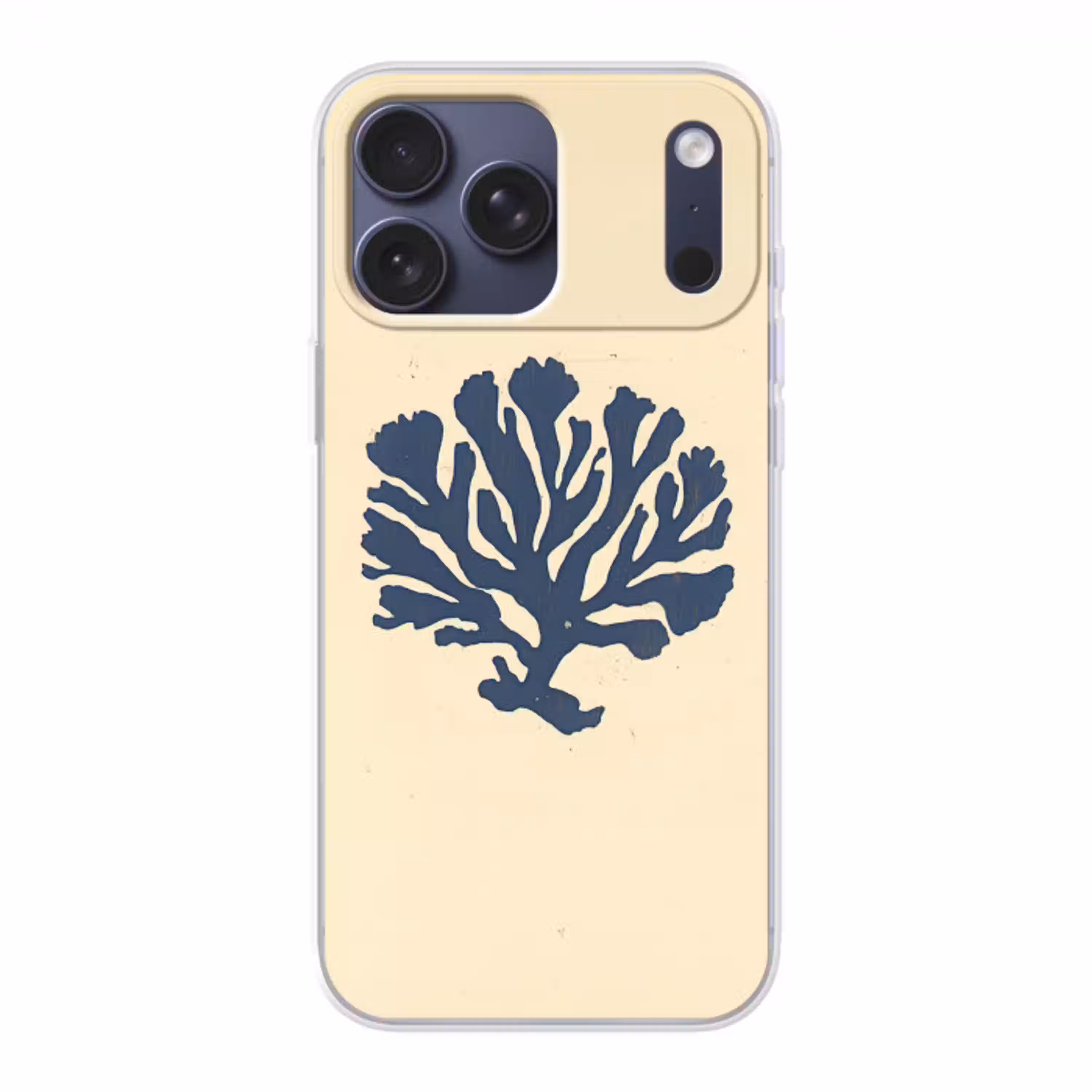 Blauw koraal - Vertakkingen - Beige Telefoonhoesje iPhone 17 Pro Max klein -3d