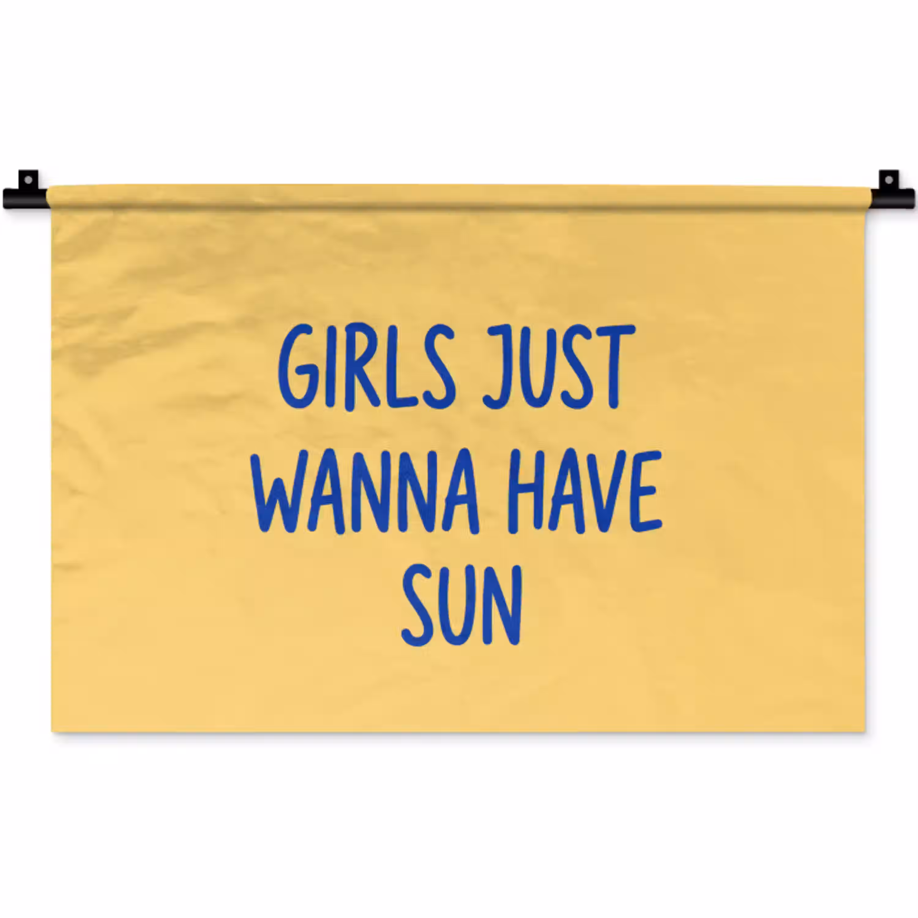 Tekst - Zon - Zomer - Modern - Geel Wandkleed katoen klein -zz3d