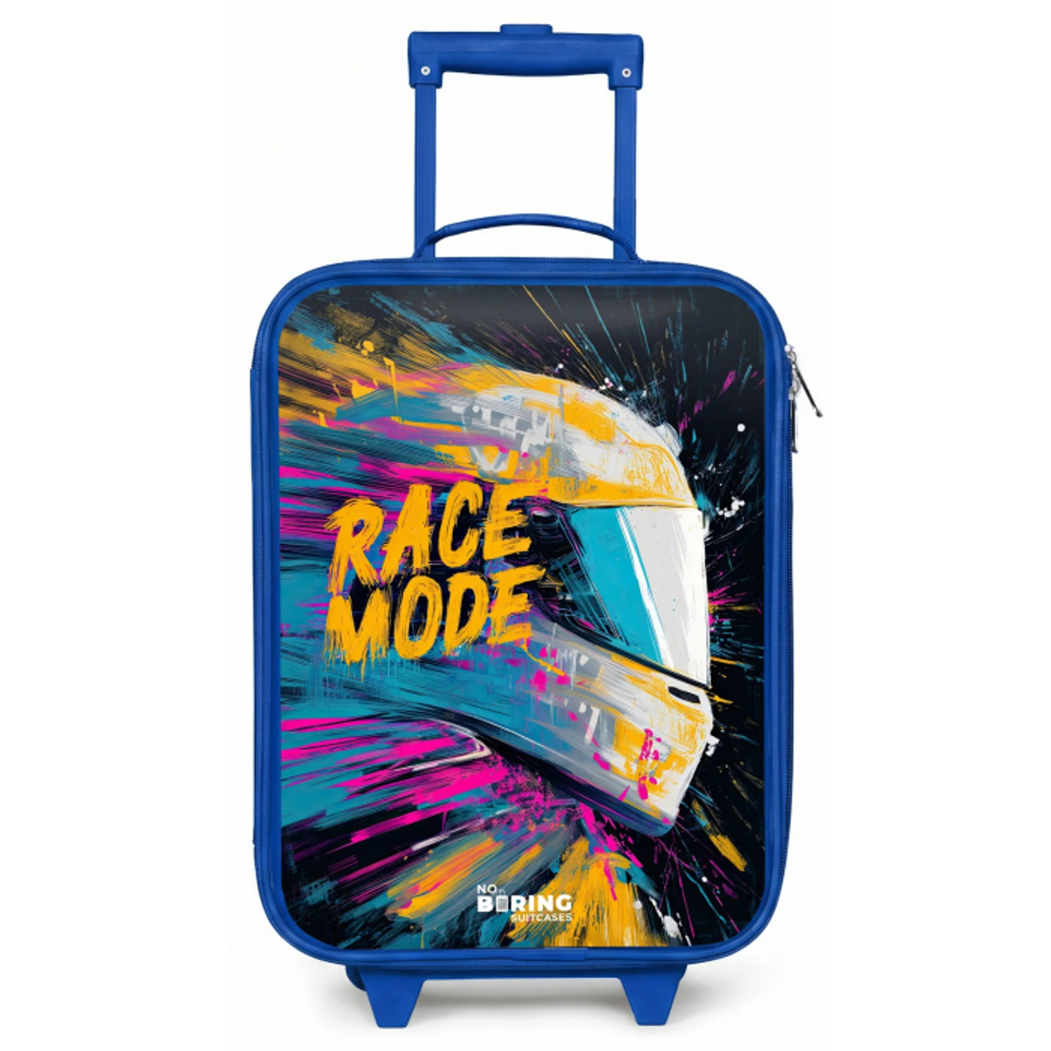 Racehelm - Verfspatten - Penseelstreken - Race mode Kinderkoffer - Blauw klein -zz3dotto