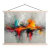 Moderne kunst - Oranje - Grijs - Abstract textielposter latten blank klein -3d