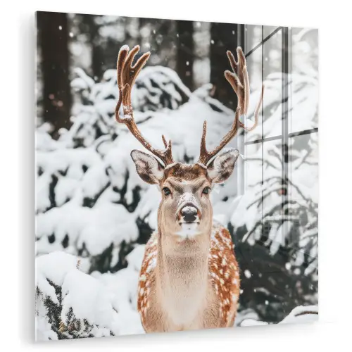 Hert - Sneeuw - Winter - Bos - Dieren plexiglas 5mm klein -zzzproduct_nieuw