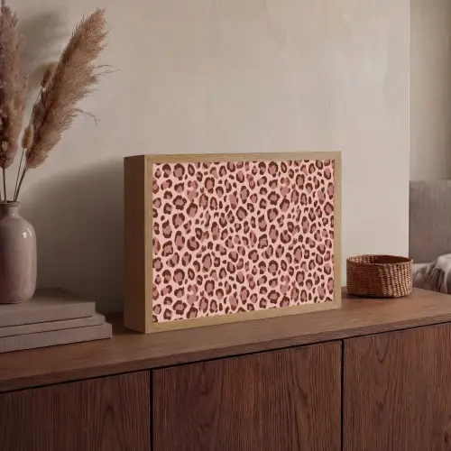 Luipaard - Patroon - Roze Light Box met batterij (Wandlamp) middel 907 -sfeer2