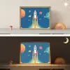 Raket - Planeten - Ruimte Light Box met batterij (Wandlamp kind) middel -sfeer3_kind