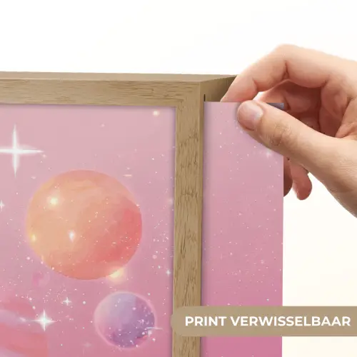 Planeten - Roze - Sterren Light Box met batterij (Wandlamp kind) middel -USP_websiteprintNL