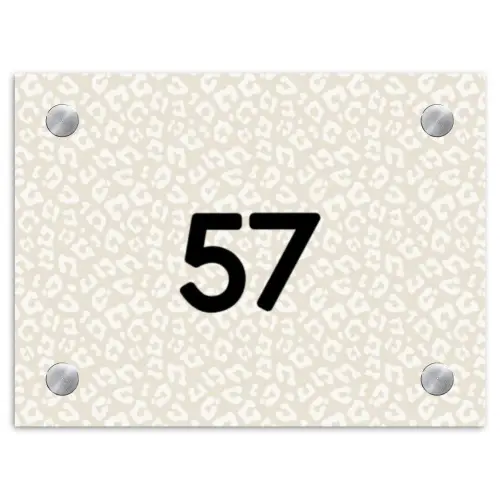 Beige panterprint - Traditioneel Naambord Rechthoek middel -3d