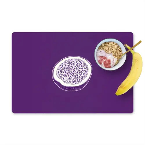 Passievrucht - Zaadjes - Paars - Minimalistisch Placemat vinyl groot -zzzproduct_Kitchenyeah-website