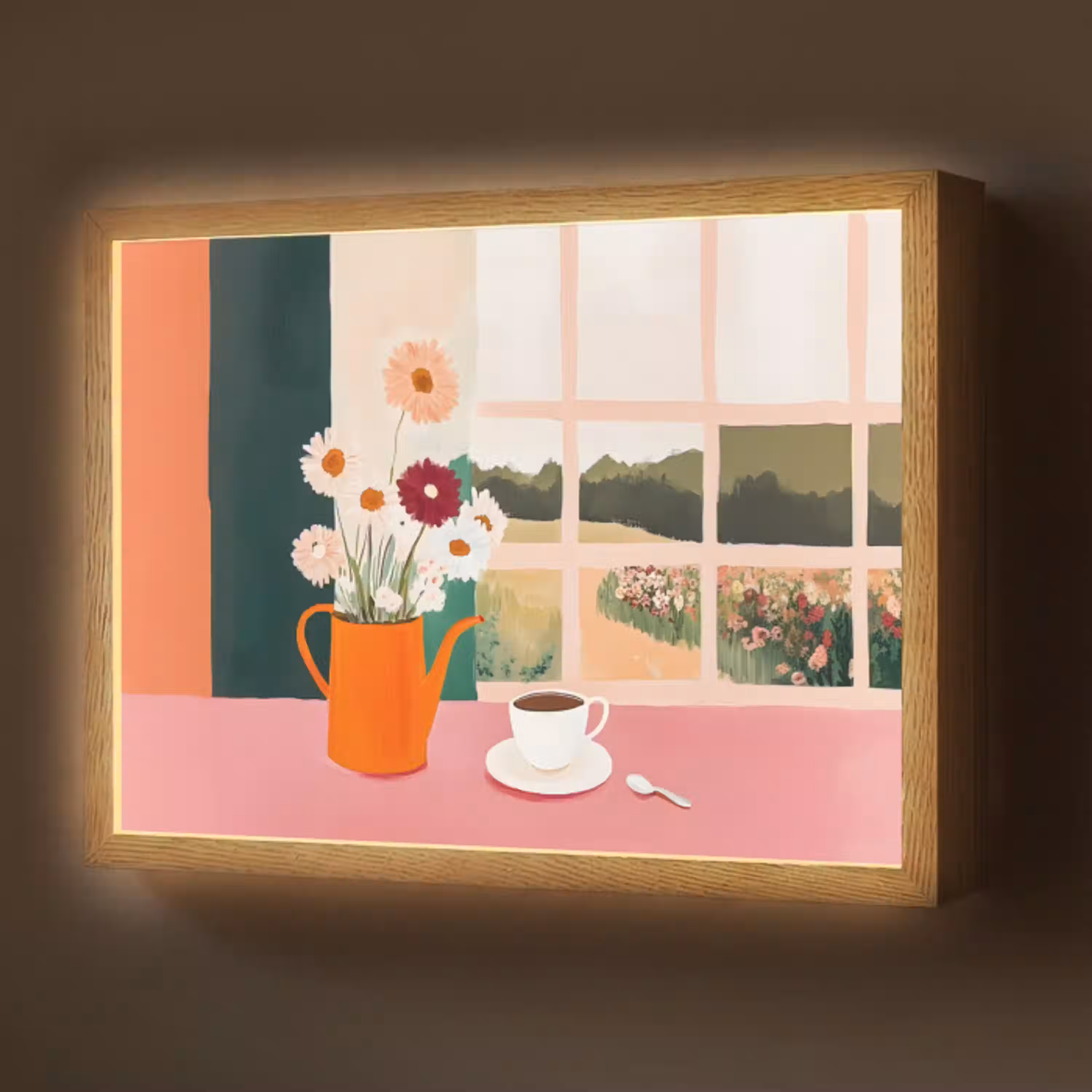 Bloemen - Koffie - Raam Light Box met batterij (Wandlamp) middel -z3d_website