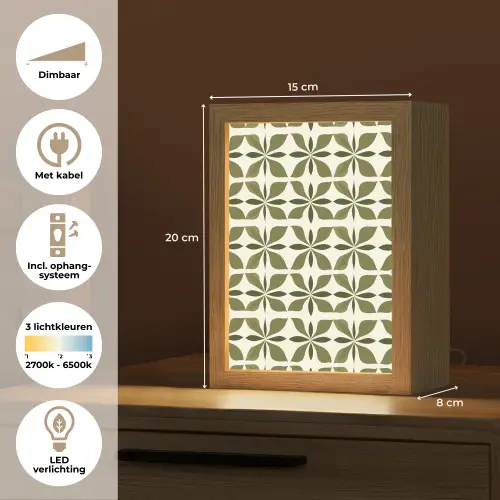 Botanisch - Retro - Groen Light Box met kabel (Tafellamp) klein 925 -USP_NL