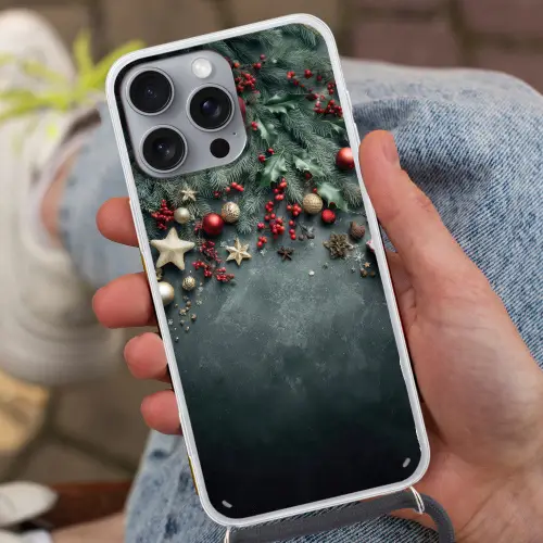 Kerstomlijsting - Hulst - Kleurrijk Hoesje iPhone 16 Pro Max met koord klein -sfeer3