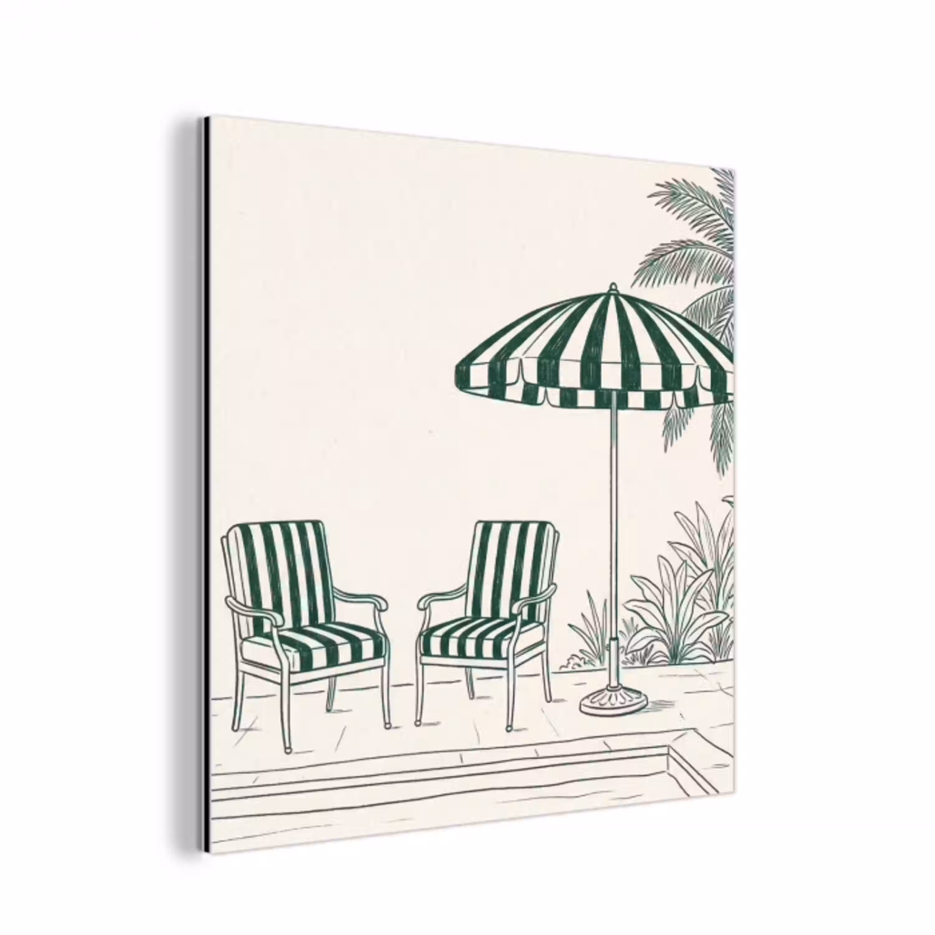 Terras - Illustratie - Groen aluminium wit klein -3d