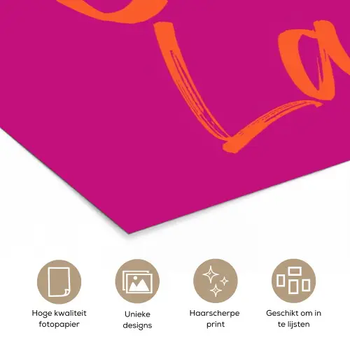 Oh la la - Oranje - Roze poster papier klein -closeup_NL