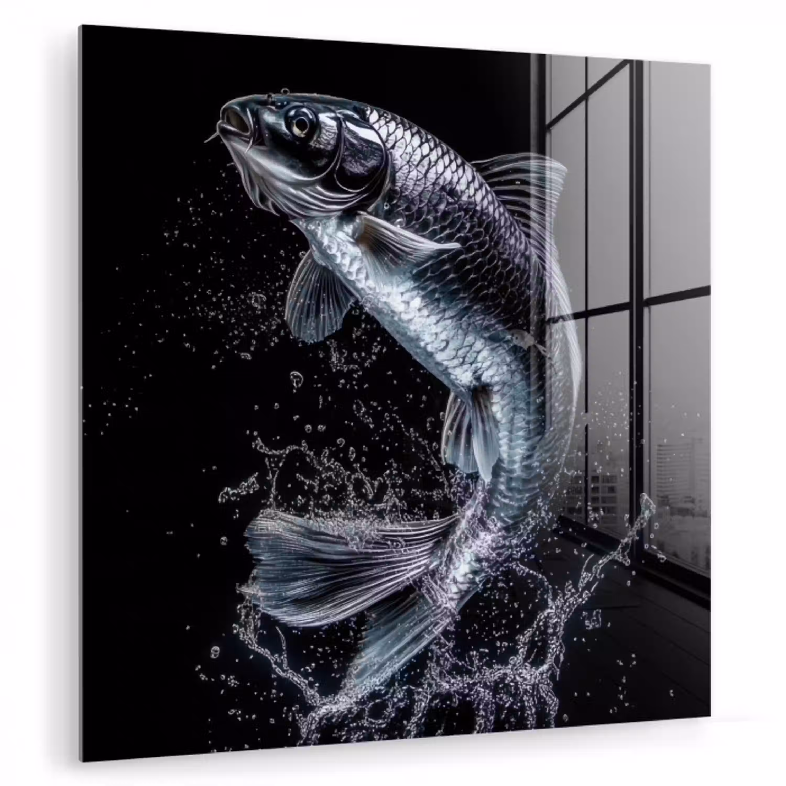 Vis - Koi - Zwart - Water plexiglas 5mm klein -zzzproduct_nieuw
