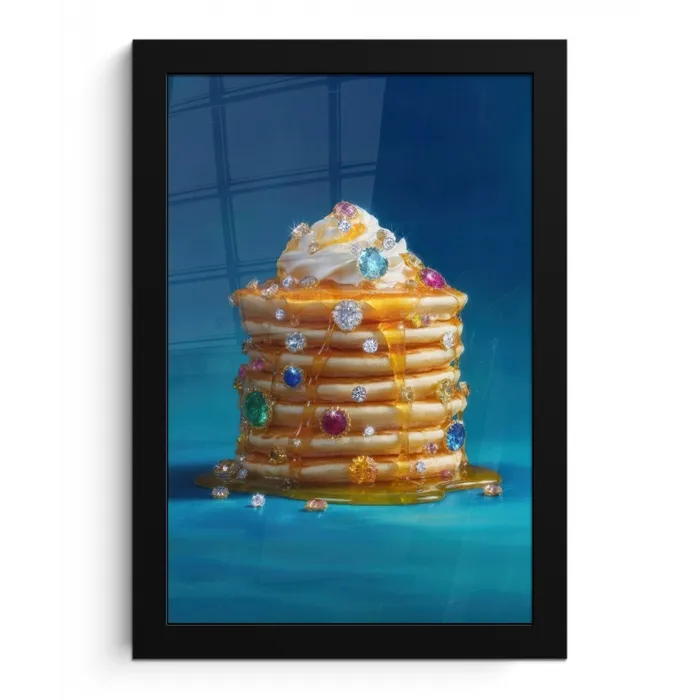 Pannenkoeken - Steentjes - Glitter - Slagroom fotolijst zwart zonder passe partout klein -3d