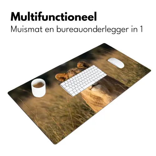Leeuwin - Gras - Geel Muismat XXL klein -sfeer4