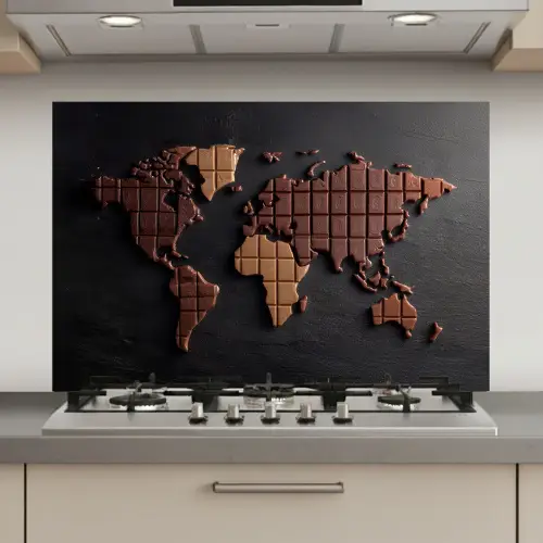 Wereldkaart - chocola - Smakelijke uitstraling keuken achterwand spatscherm klein -3d_website