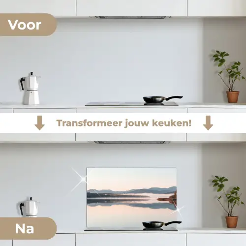 Water - Bomen - Mistlaag keuken achterwand spatscherm klein -voor_na_NL
