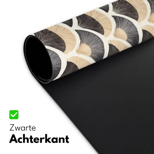 Waaier - Patroon - Zwart - Beige Muismat XXL klein 681 -sfeer2