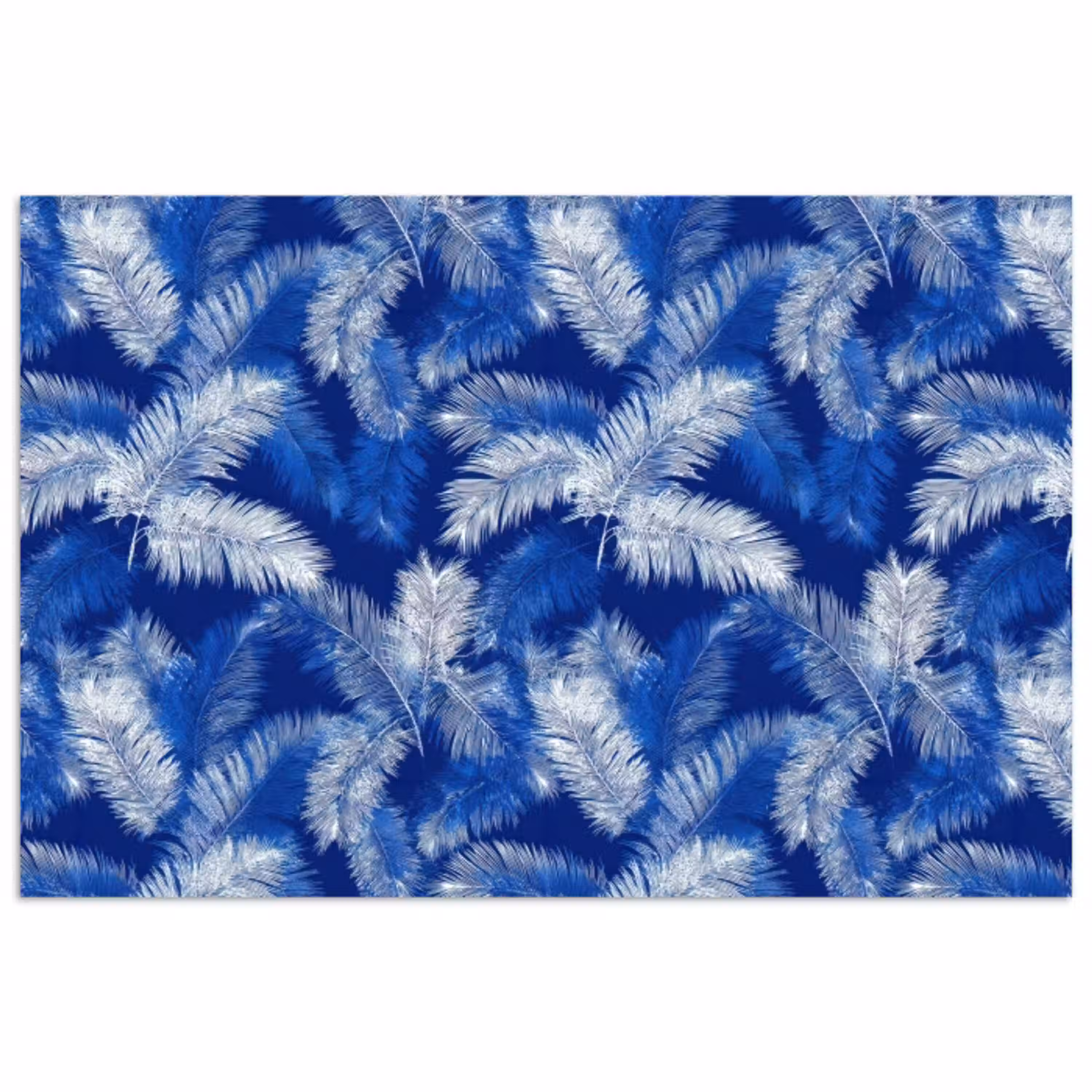 Palmblad - Patroon - Blauw poster papier klein 62 -3d