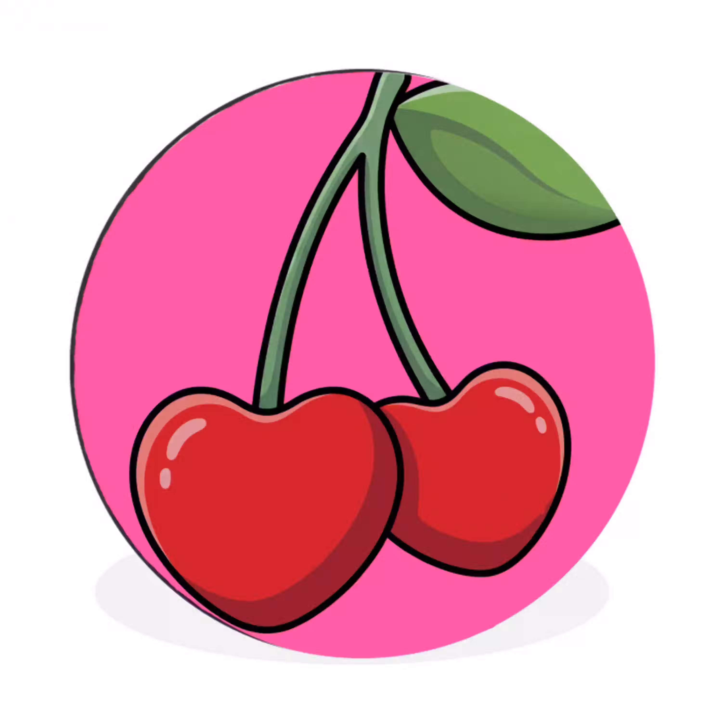 Kers - Roze - Fruit Wandcirkel aluminium klein -3d