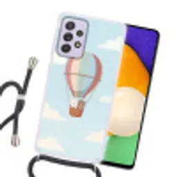 Luchtballon - Beren - Pastel Hoesje Samsung Galaxy A52 5G met koord klein -sfeer1