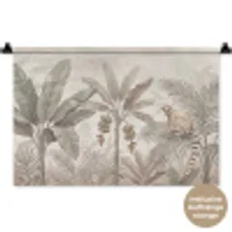 Natuur - Jungle - Ringstaartmaki - Bruin Wandkleed katoen klein -t3d_DE