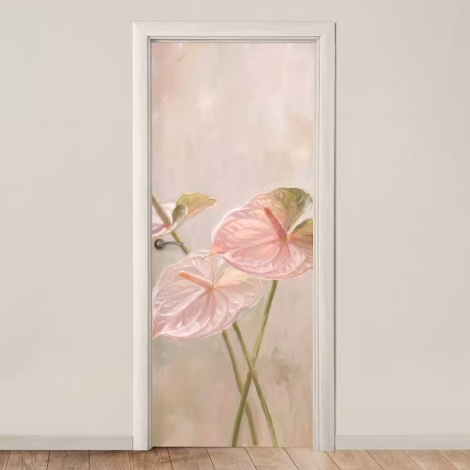 Deursticker - Bloemen - Pastel - Abstract - Natuur - Groen