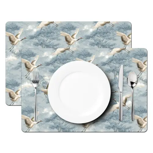 Wolken - Kraanvogels - Blauw Placemat vinyl groot 368 -zzsfeer2_Kitchenyeah-website
