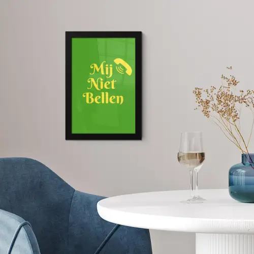 Mij niet bellen - Telefoon - Groen fotolijst zwart zonder passe partout klein -sfeer4