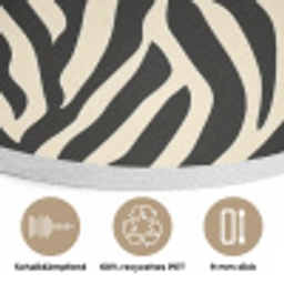 Zebra - Print - Klassiek - Zwart Akoestische PET Vilt - Rond klein 838 -closeup_DE