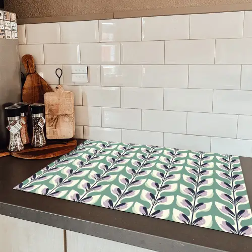 Retro - Modern - Groen Inductie beschermer vinyl 3mm klein 276 -sfeer3