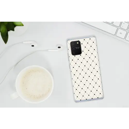 Hart - Dotline - Wit - Zwart Telefoonhoesje Samsung Galaxy S10 Lite klein 364 -oordopS10Lite