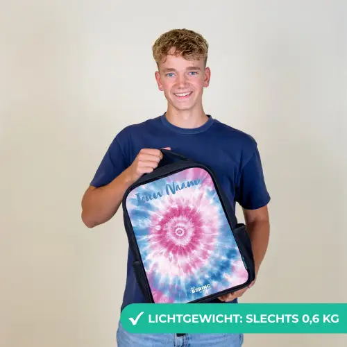 Tie dye - Abstract - Blauw - Roze Rugzak - Zwart middel -sfeer7_NL
