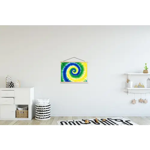 Spiraal - Groen - Draaiend textielposter latten blank klein -kinderkamer