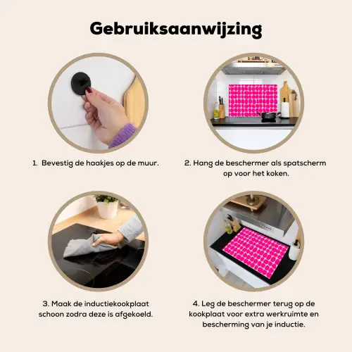 Stippen - Patroon - Roze Inductie beschemer met haakjes klein 777 -ky-gebruik-nl