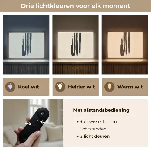 Penseelstreken - Verticaal - Zwart Light Box met batterij (Wandlamp) middel -USP_lichtkleurNL