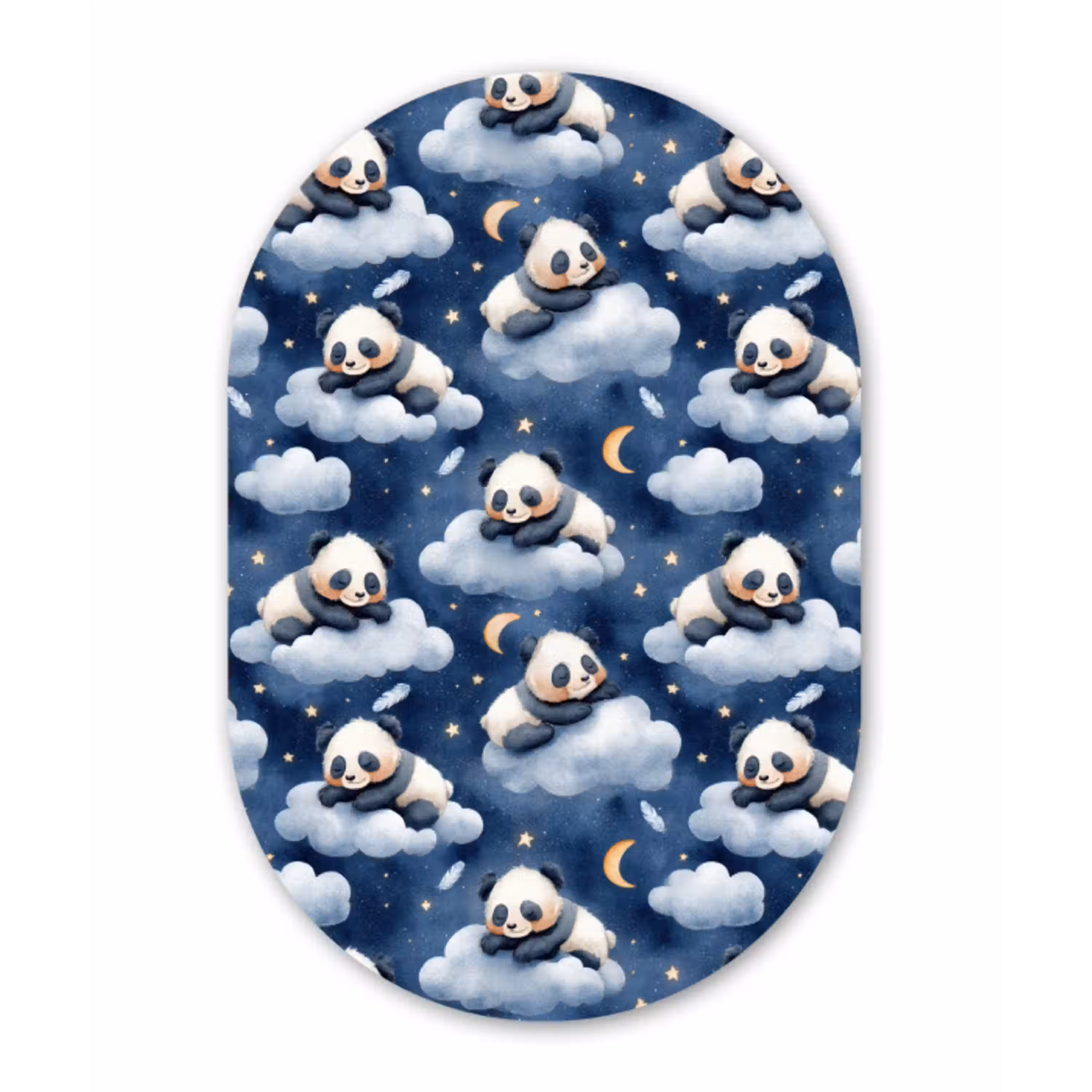 Panda's - Slapen - Blauw Wandcirkel Ovaal Forex klein 630 -3d