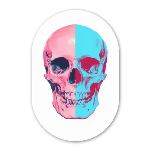 Schedel - Grafisch - Roze - Verdeeld Wandcirkel Ovaal Forex klein -3d