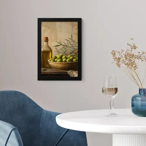 Olijven - Stilleven - Vintage fotolijst zwart zonder passe partout klein -sfeer4