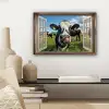 Doorkijk - Koe - Weiland - Dieren - Natuur canvas 2cm klein -sfeer6