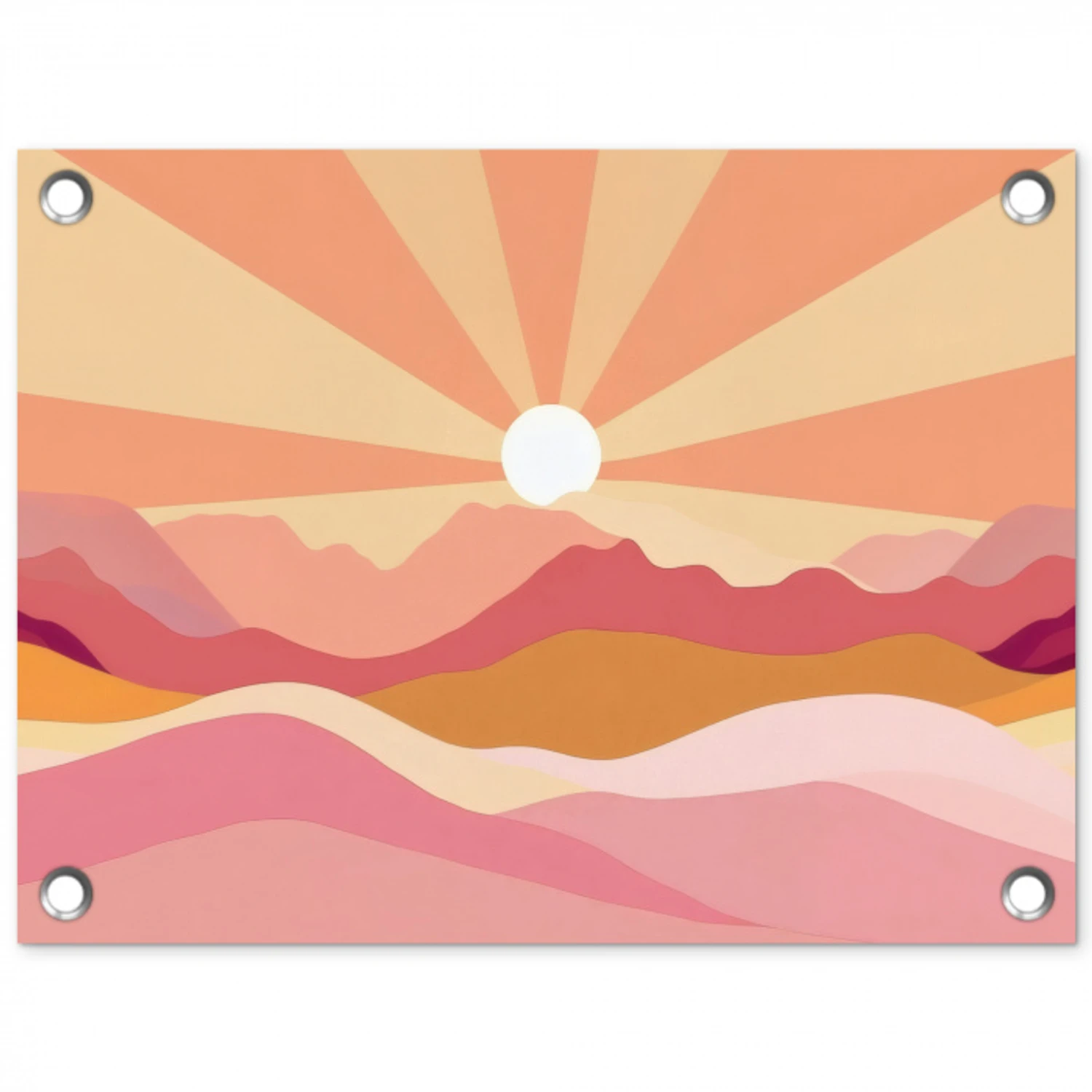 Bergen - Abstract - Zonnestralen - Roze tuinposter los doek klein -3d