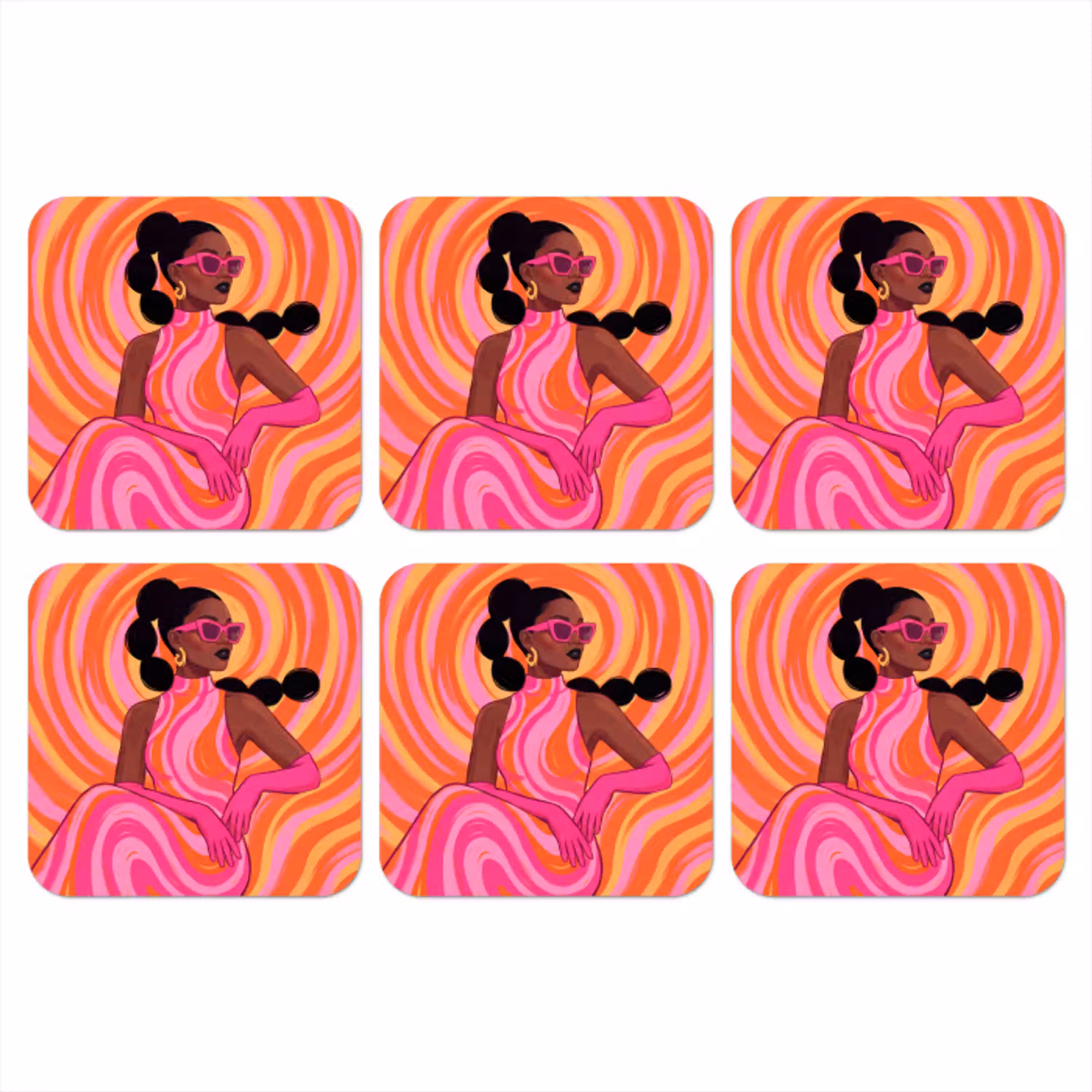 Vrouw - Portret - Kunst - Abstract - Roze onderzetter kurk middel -3d
