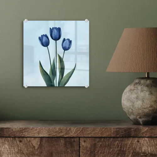 Tulpen - Blauw - Bladeren plexiglas 5mm klein -sfeer3