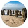 Zand - Strand - Paal - Water - Zomer Wandcirkel kunststof plaat 5mm dik klein -3d