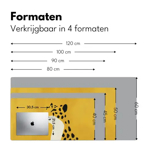 Cheetah - Illustratie - Geel Muismat XXL klein -sfeer5