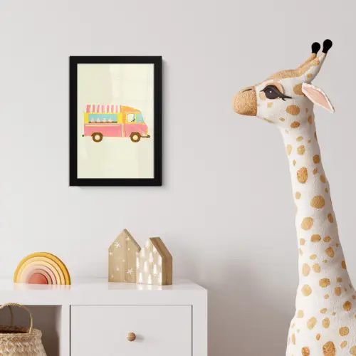 Ijskar - Retro - Softijsjes - Roze fotolijst zwart zonder passe partout klein -usfeer4_kinderkamer