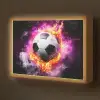Voetbal - Roze - Vuur Light Box met batterij (Wandlamp kind) middel -z3d_website