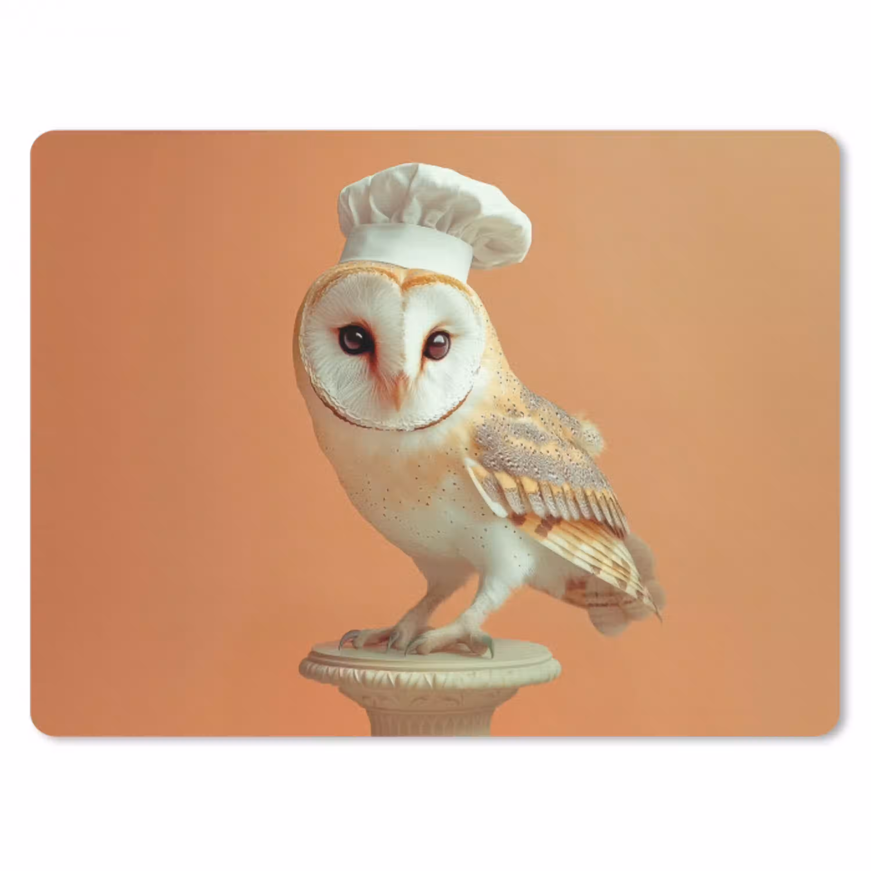 Kerkuil - Koksmuts - Oranje - Vogel muismat rubber klein -3d